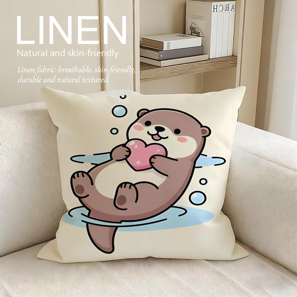Cute Otter Moonlight Cushion Cover Pillowcase Set Pcs X X Breathable Washable Sofa Cushion Cover
