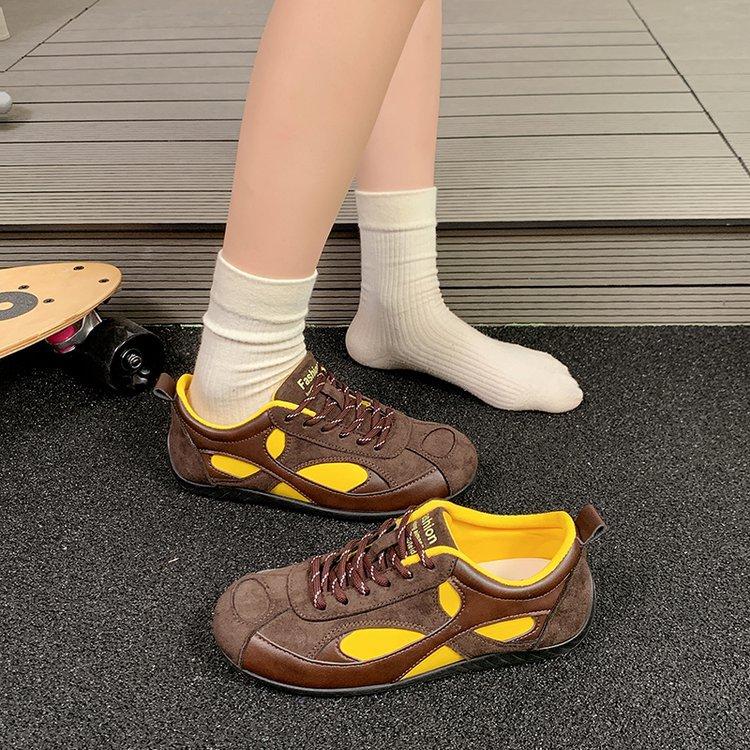 2025 autumn new niche design Maillard retro color matching Forrest Gump burgundy German training shoes versatile sports and leisure shoes