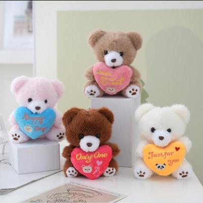 Cute Holding Love Heart Bear Stuffed Plush Toy Keychain Pendant Backpack Hangings Decoration