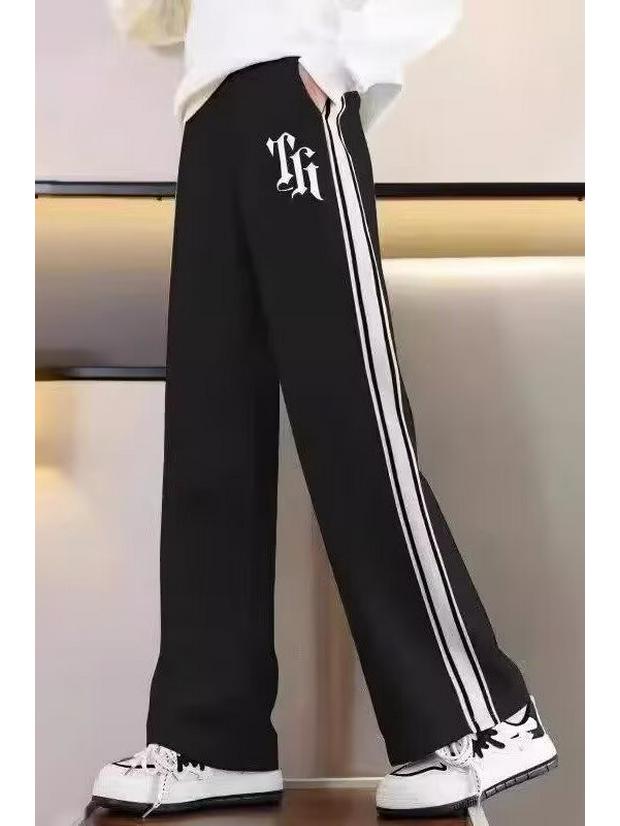 Dziewczęce spodnie z szerokimi nogawkami, podszyte polarem: Jesienno-zimowa odzież sportowa casualowa dla średnich i dużych dzieci