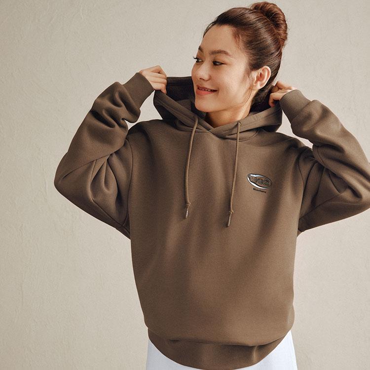 Skechers Sweatshirts Unisex Feather Chestnut-04PB Hooded Thickened Regular L325U029-04PB