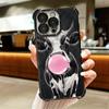 White Black Dairy Cattle Symbol Soft Phone Case For iPhone 15 16 17 Air 14 Pro Max 16E Plus 13 12 Mini Plating Anti-Fall Fundas