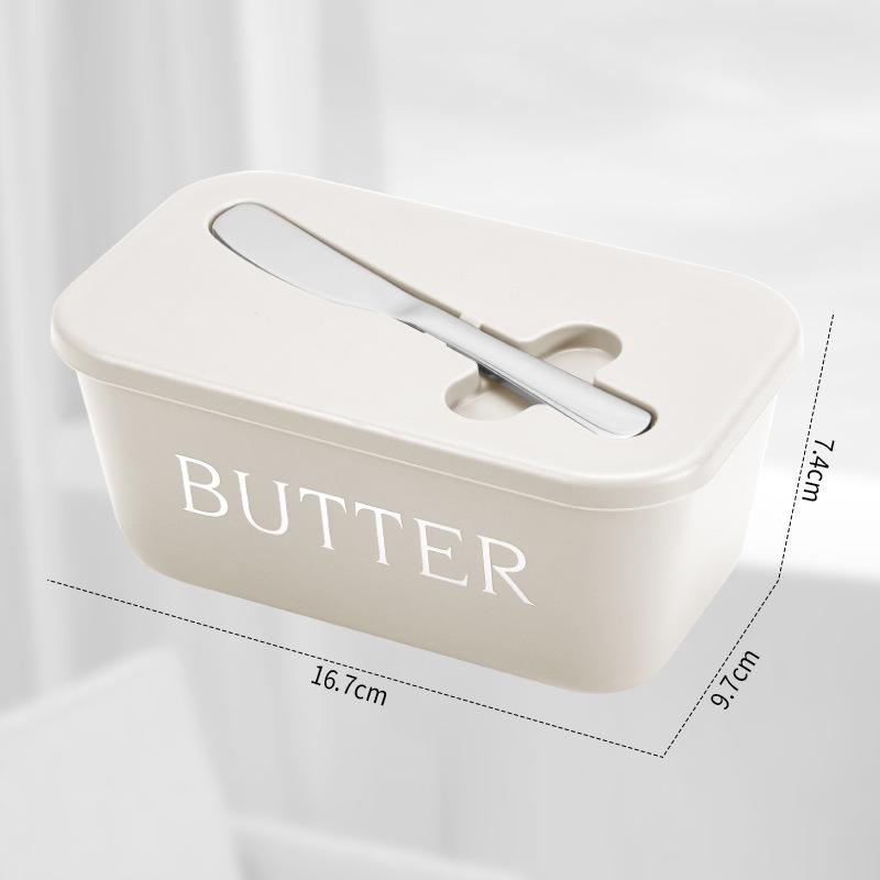 Butter Container Food Grade PP Box Restaurant Sealed Storage Box Cheese Dish with Knife Butter Slicer Butter Tableware