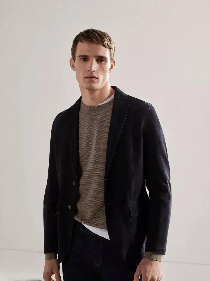 Handmade Formal Party Wear Casual Stylish Men's Dark Blue Soft Suede Leather Blazer