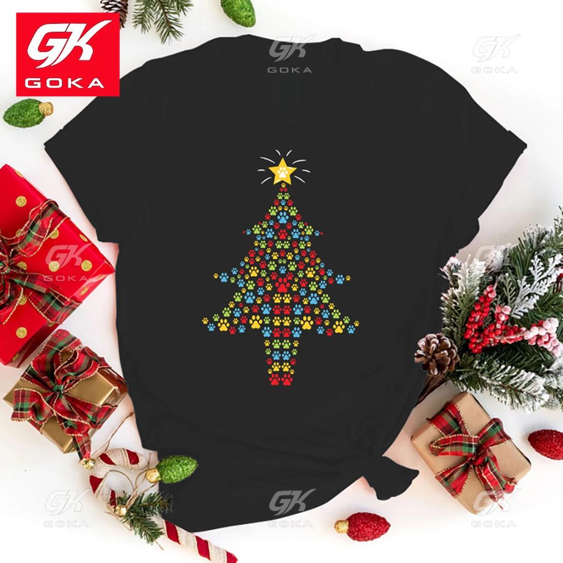 

Cute Fashion Christmas Dog Print Tree Print Cotton T Shirt Unisex Short Sleeve Round Neck Tops Tees Casual Cool Hip Hop T Shirts 3XL