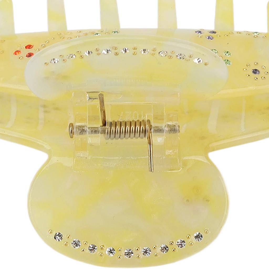 Retro Rhinestones Hair Claw Clip Women Girls Yellow Fashionable Strong Hold Jaw Clip for Thin Thick Curly Hair
