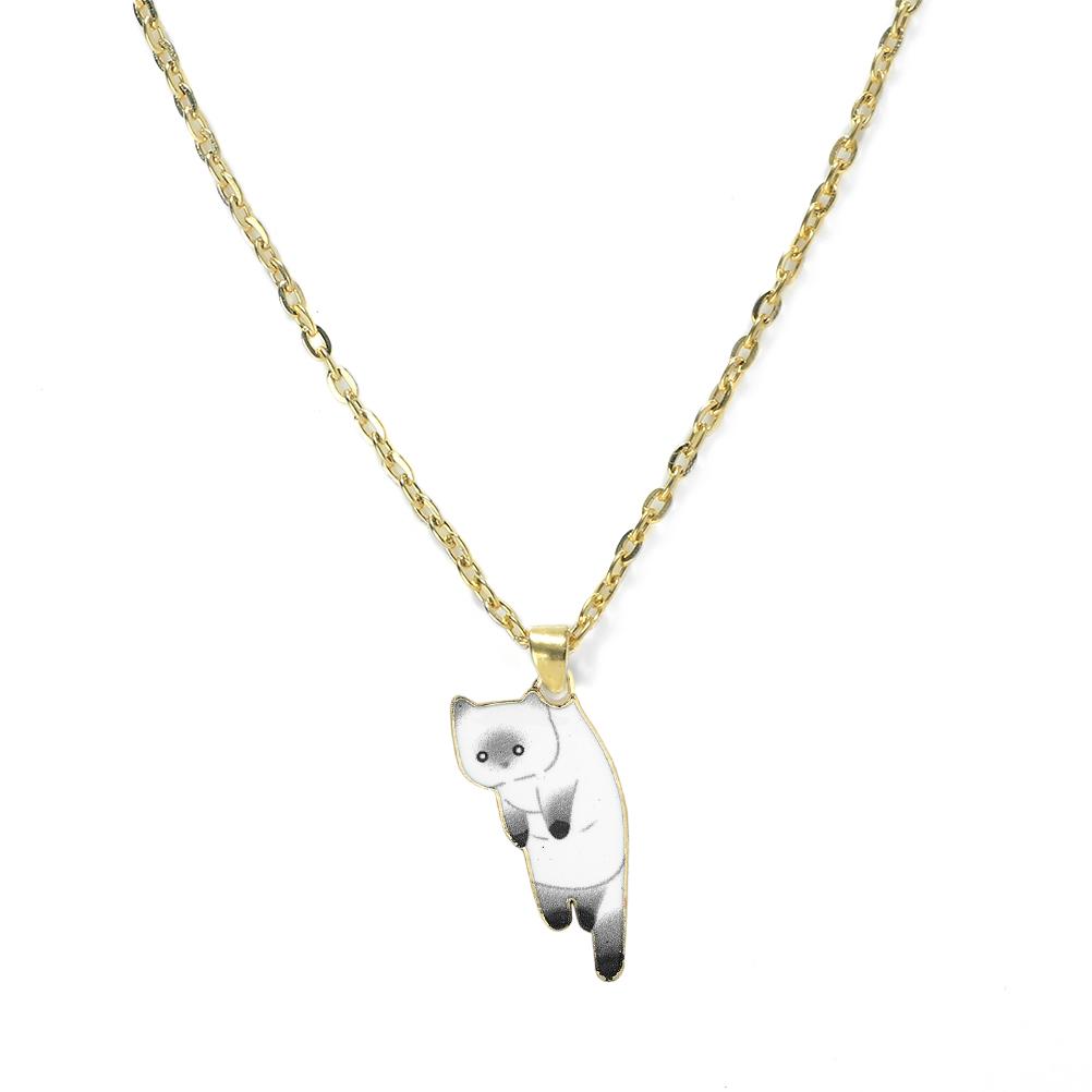 Cartoon Cats Pendant Necklace Cute Calico Cat Naughty Cow Kitten Animal Alloy Chain Jewelry for Women Men Trendy Friendship Gift