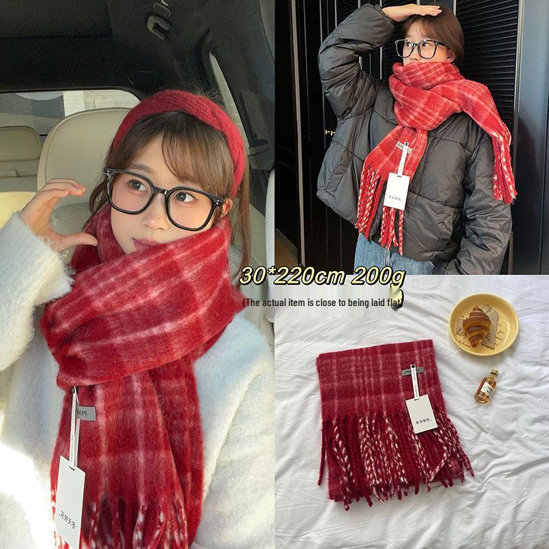 Festive Collection: Red Scarves & Imitation Cashmere Shawls - Cozy Winter Gifts & Soft Neck Warmers