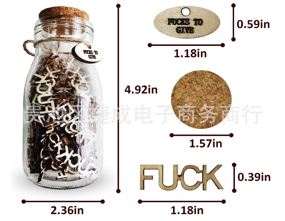 Lustiges Fuck-Glas Geschenk – 100 Holzbuchstaben-Ausschnitte, Scherz-Geburtstagsgeschenk für Ihn/Sie, Neuartige Schreibtischdekoration zur Stressbewältigung