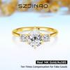14k Gold Full Moissanite Diamond Ring for Women Teardrop Shape D VVS1 Bright Cut Genuine Au585 for Wedding Engagement Party Gift