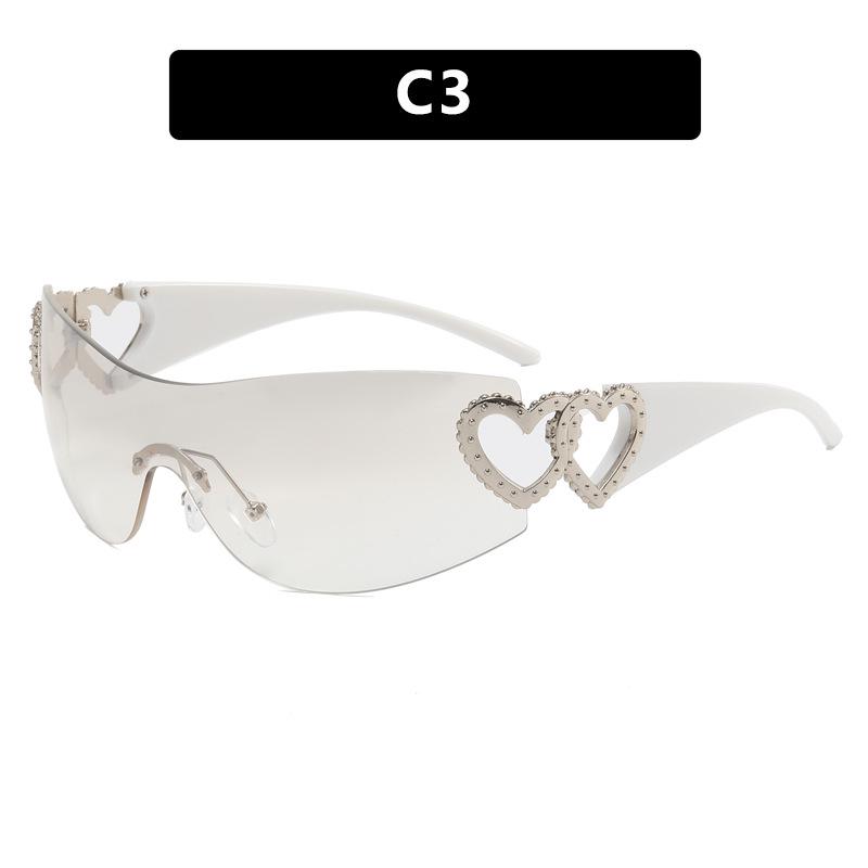 Love Heart One-Piece Sunglasses 2023 - Trendy Y2K European & American Style INS Celebrity Sunglasses