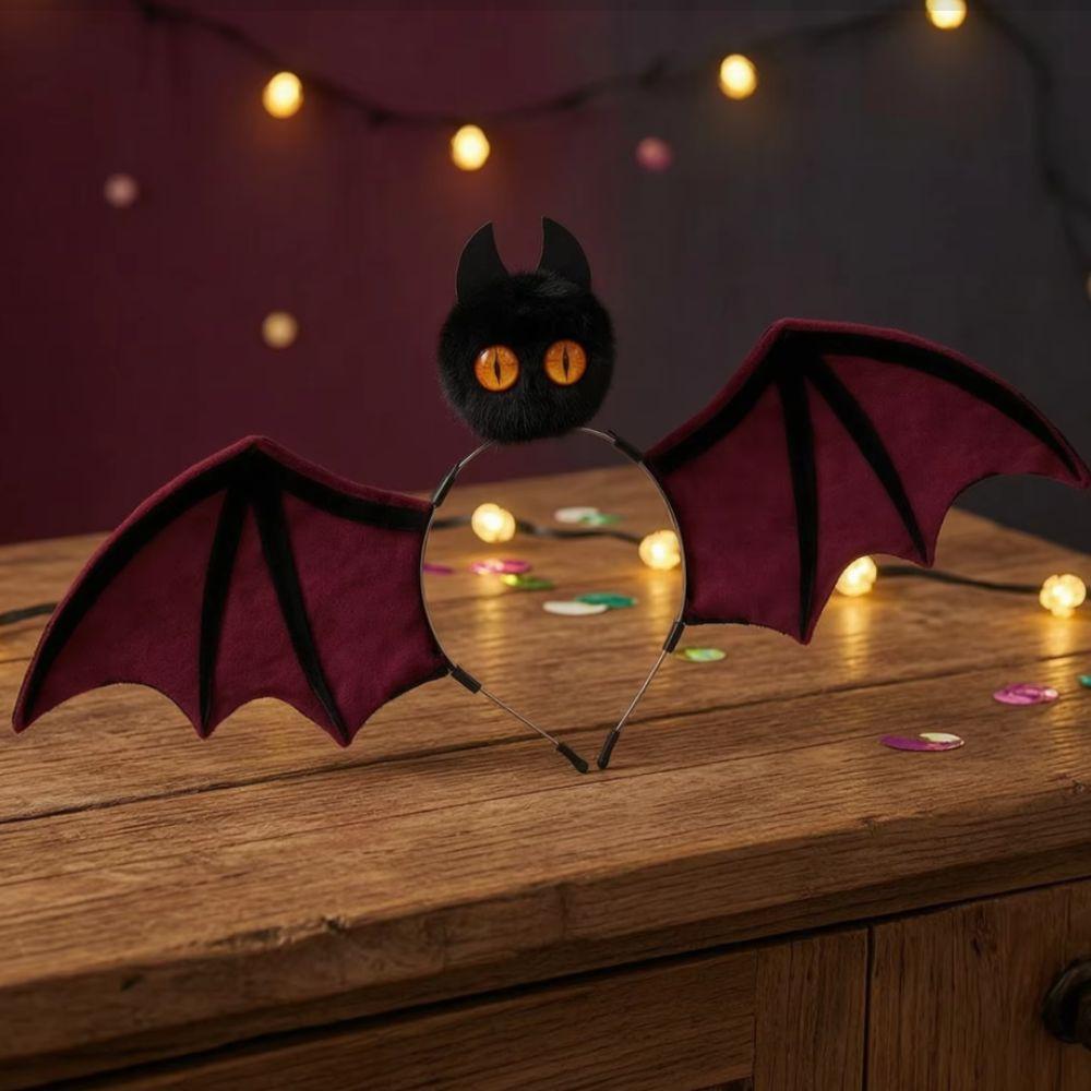 Plush Bat Ornament Bat Headband Soft Velvet Fabric Halloween Headband Bat Headpiece Night Party