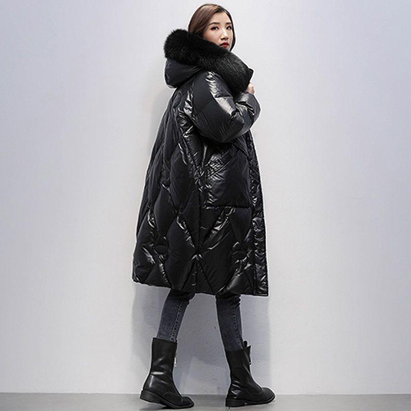 Women's Down Jacket Thickened In Winter for Warmth Retention Women's Medium Long Fashionable Smooth Washfree Loose Down Coat