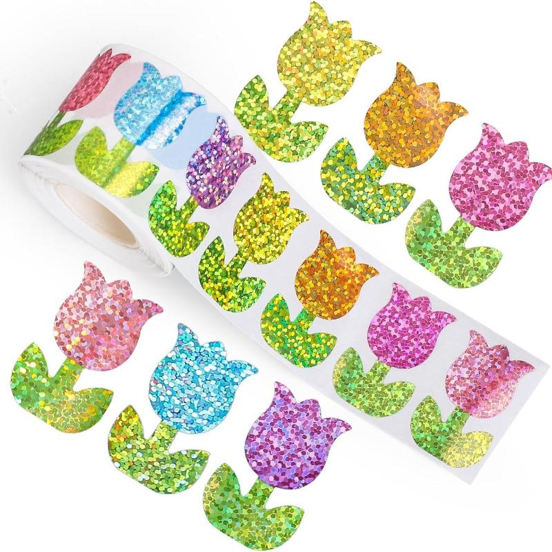 500pcs/set Glittering Flower Sticker Party Gift Wrapping Label Sticker Reward Stickers Scrapbook Stationery