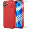 Protective Case - BOOLING - iPhone 17 Pro Max - Shockproof Slim Silicone Red - 2 Tempered Glass