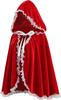Lussuoso Mantello Corto con Cappuccio e Bordi in Pizzo Rosso Vino per Donna Perfetto per Halloween e Altro
