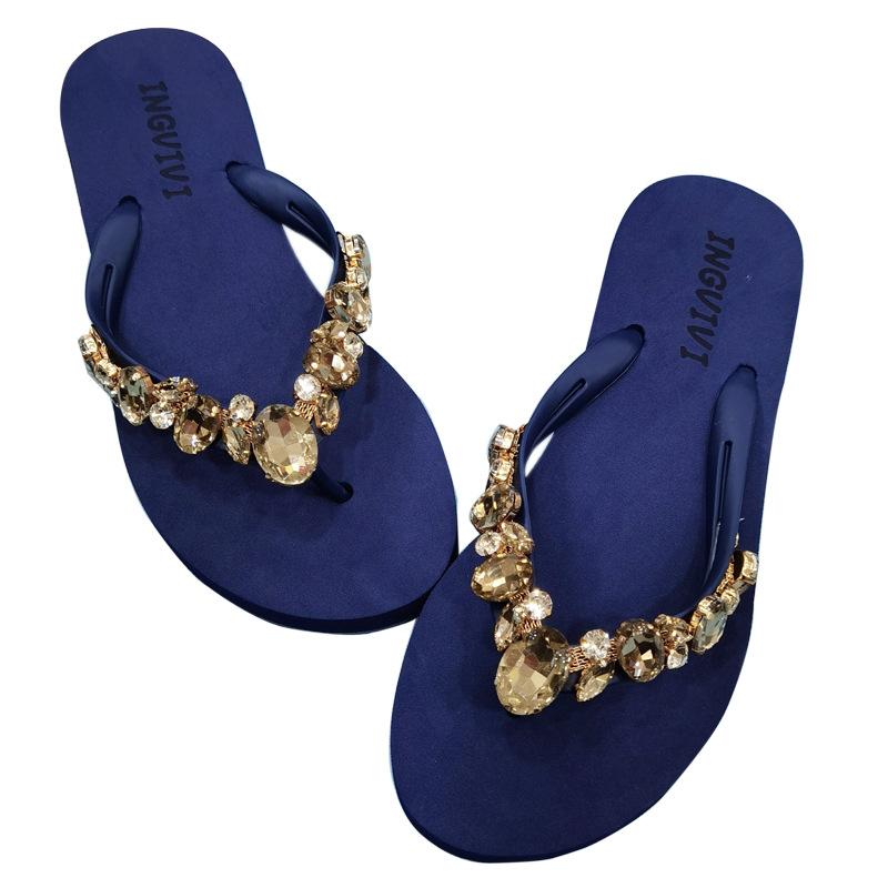 Modă Vară Nou Șlapi cu Strassuri Șlapi cu Deget Plat Purtare Casual Antiderapant Papuci de Plajă pentru Femei
