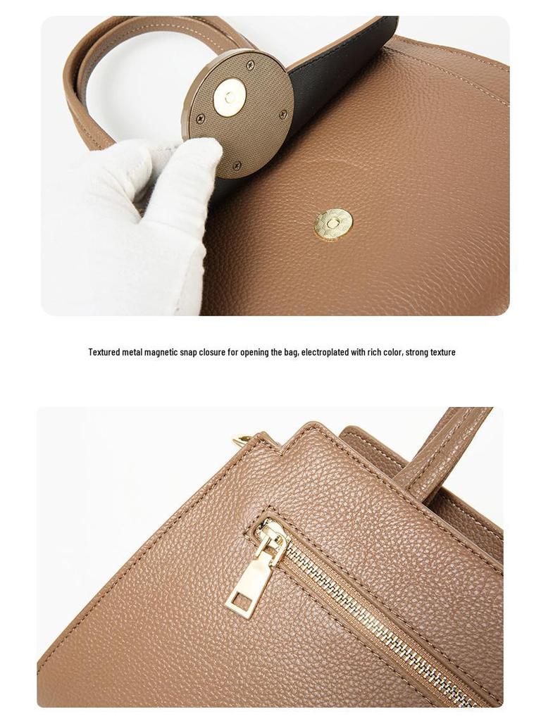Genuine Leather Women's Large Capacity Summer Handbag - Fashionable Crossbody & Shoulder Bag for Commuting 2025