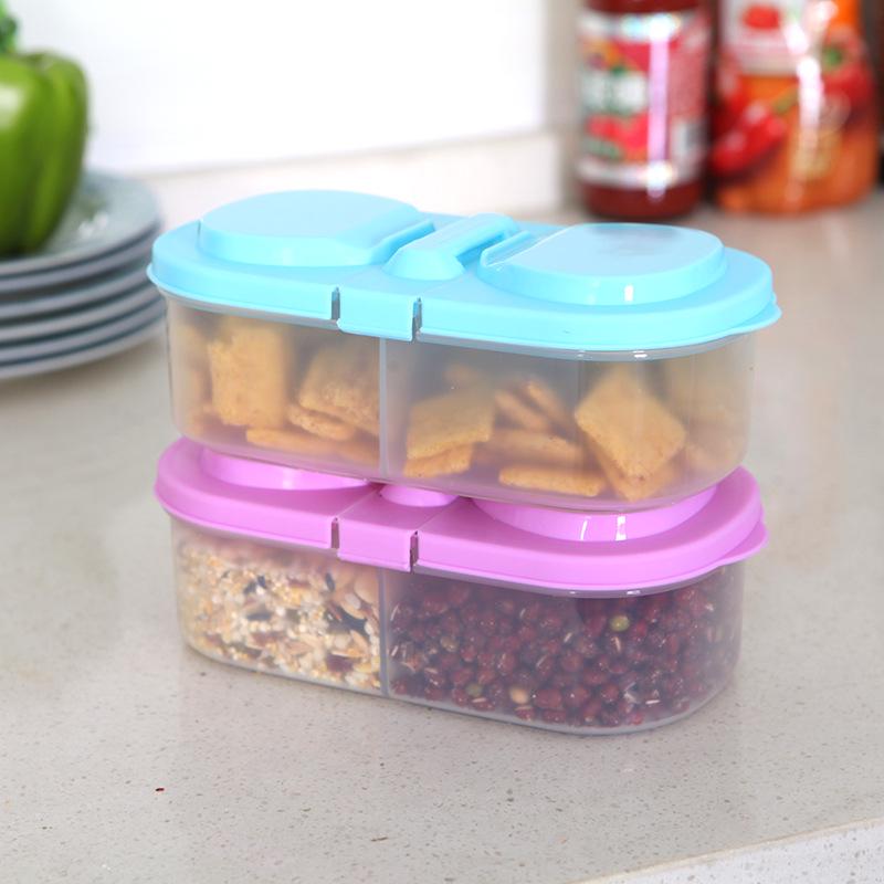 Dual-Compartment Airtight Food & Grain Container with Flip-Top Lid