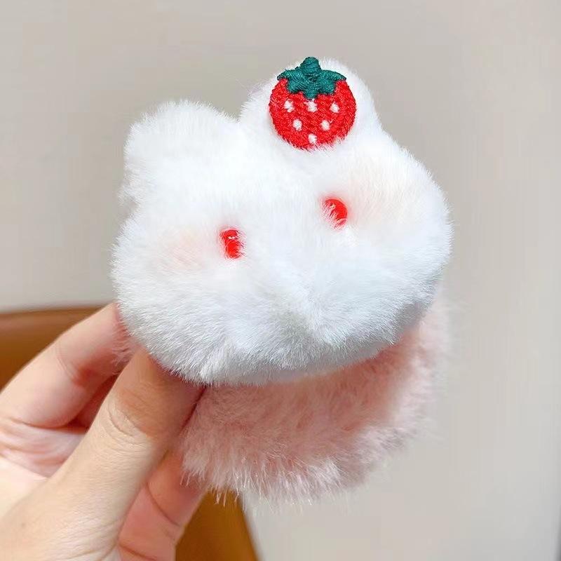 Sugar Gourd Rabbit Hairy Hair Band Hairpin Ins Female Soft Cute Cute Blush Rabbit Hair Rope Student Ponytail Hair Accessories