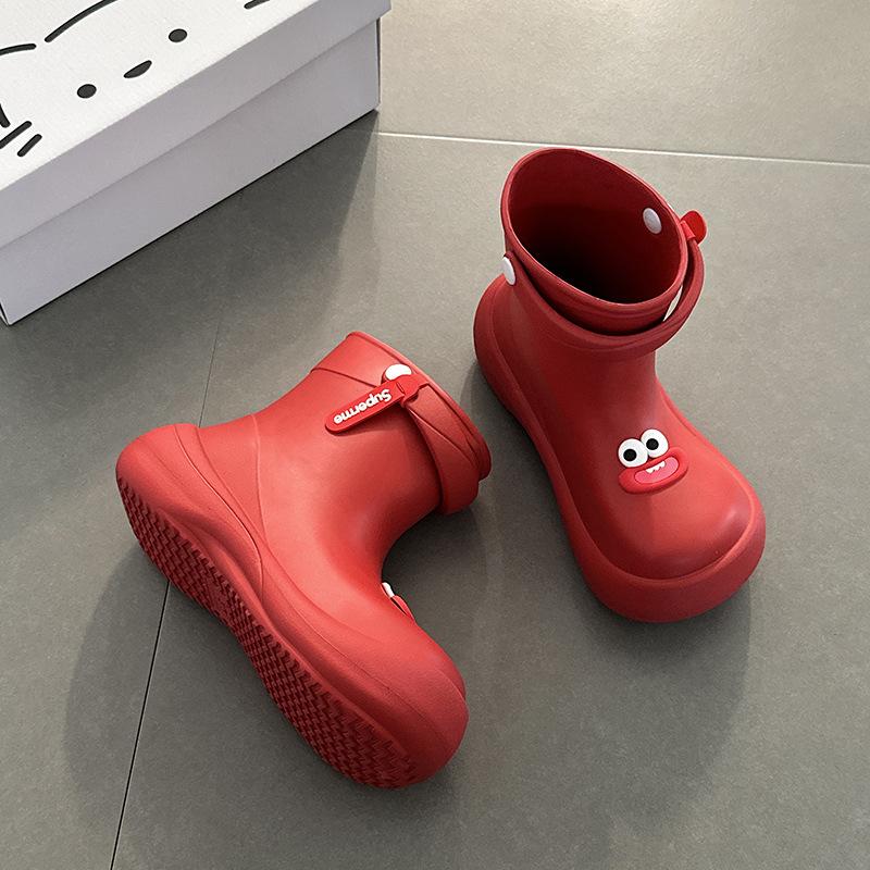 Casual non-slip rain boots cute cartoon Mengmeng shoes women's new summer wear soft thick-soled big-eyed rain shoes