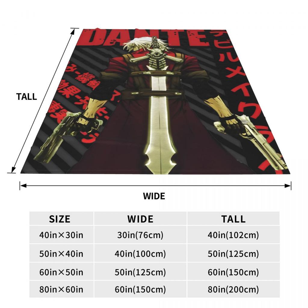 Devil-May Crys Dante Sparda Throw Blanket for Couch Soft Fuzzy Plush Blanket Multiple Sizes for All Seasons