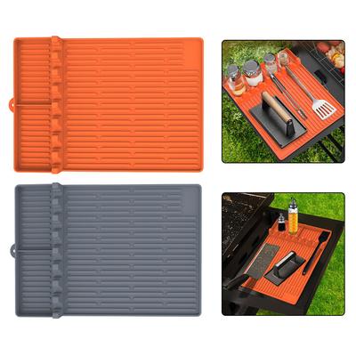 3-in-1 Grillwerkzeugmatte Silikon Schutzpad Staubdichtes Reinigungspad Grillplatte Topflappen Ofen Ölauffangschale Outdoor Grillzubehör