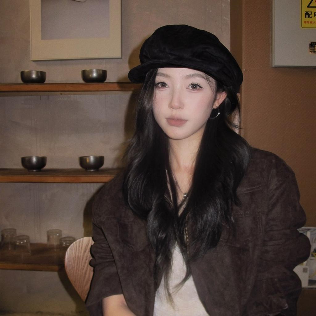 Early Autumn Pleated Forward Hat, Niche Irregular Cloud Beret, Autumn and Winter Face-enhancing Vintage Newsboy Hat
