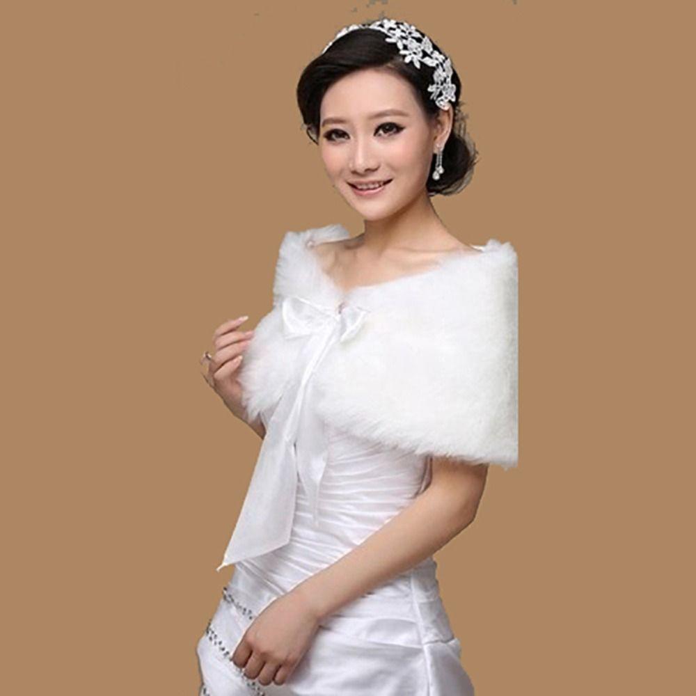 Faux Fur Rabbit Fur Bow Scarves Pearl Bride Shoulder Fake Collar Vintage Plush Bowknot Shawl  Daily
