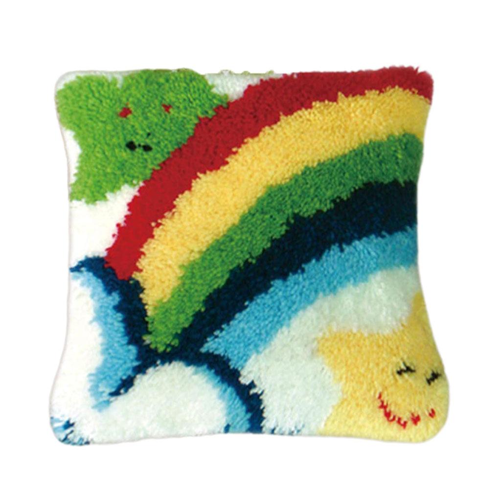 Knit DIY Rainbow Pattern Cushion Making Kits Enjoy DIY Fun With Latch Hook Kits DIY Pillowcase