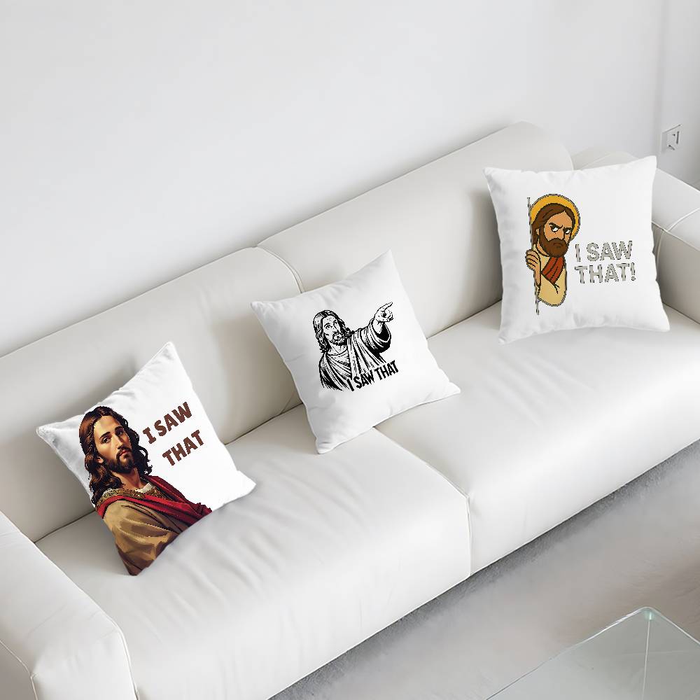 Jesus I Saw That Pillow Case Cushion Cover Soft Cute Throw Pillow Case For Car Sofa Pillowcase Polyester With Zipper