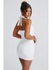 2024 Summer Women's Elegant Strapless Halter V-neck Dress - Waist-cinching, Hip-wrapping Style