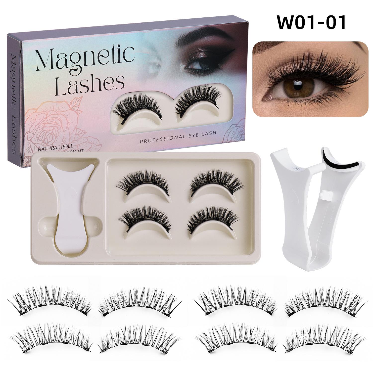 

2-Pairs 3D Magnetic Eyelashes Set – Natural & Voluminous False Lashes, Glue-Free, Reusable and Easy to Apply for Beginners W01-01