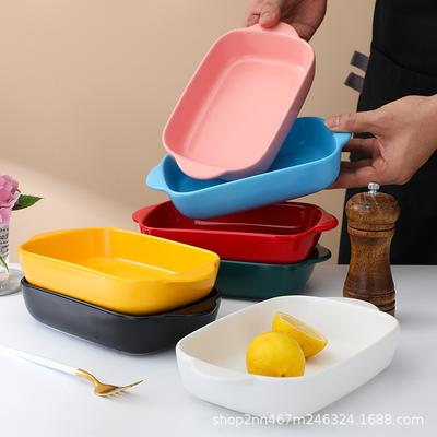 Cheese Baked Rice Plate Household Ceramic Oven Microwave Oven Baking Bowls Plates Tableware Vegetable Plate Creative Tableware