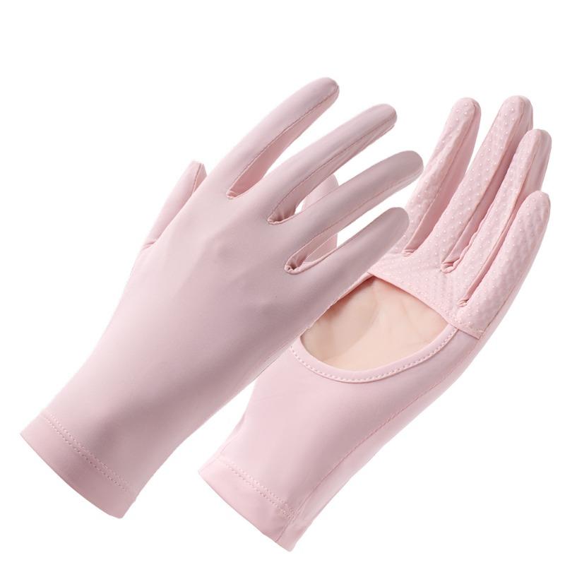 Ice Silk Gloves Women's Summer Short Light and Thin Outdoor Windproof and Non-slip Opening Breathable Driving Cycling Sunscreen Gloves