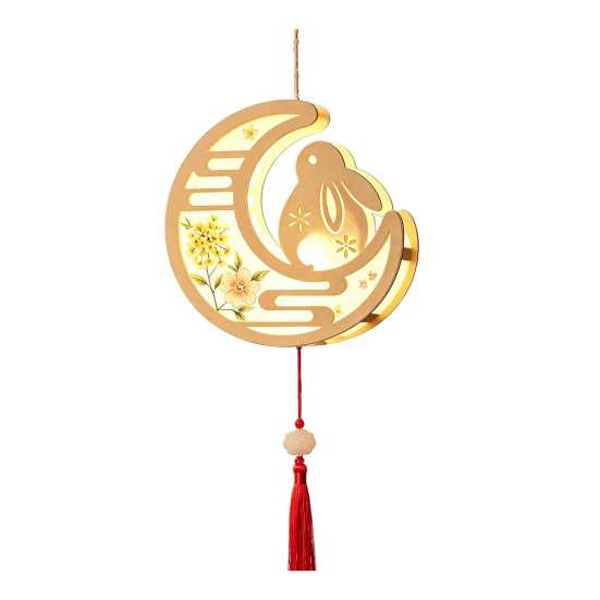 Decorative Tassel Lanterns DIY Chinese Ancient Style Lantern Kit, Light Up Handheld with LED String & Festival Gift for Children Tassel, Rabbit