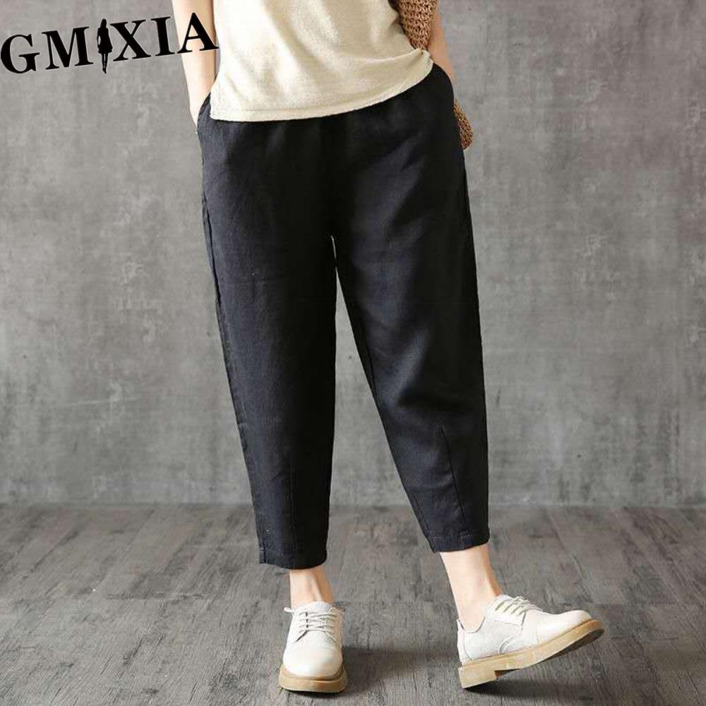 

GMXIA Plus Size Elastic Waist Harem Pants for Women Trousers XXL