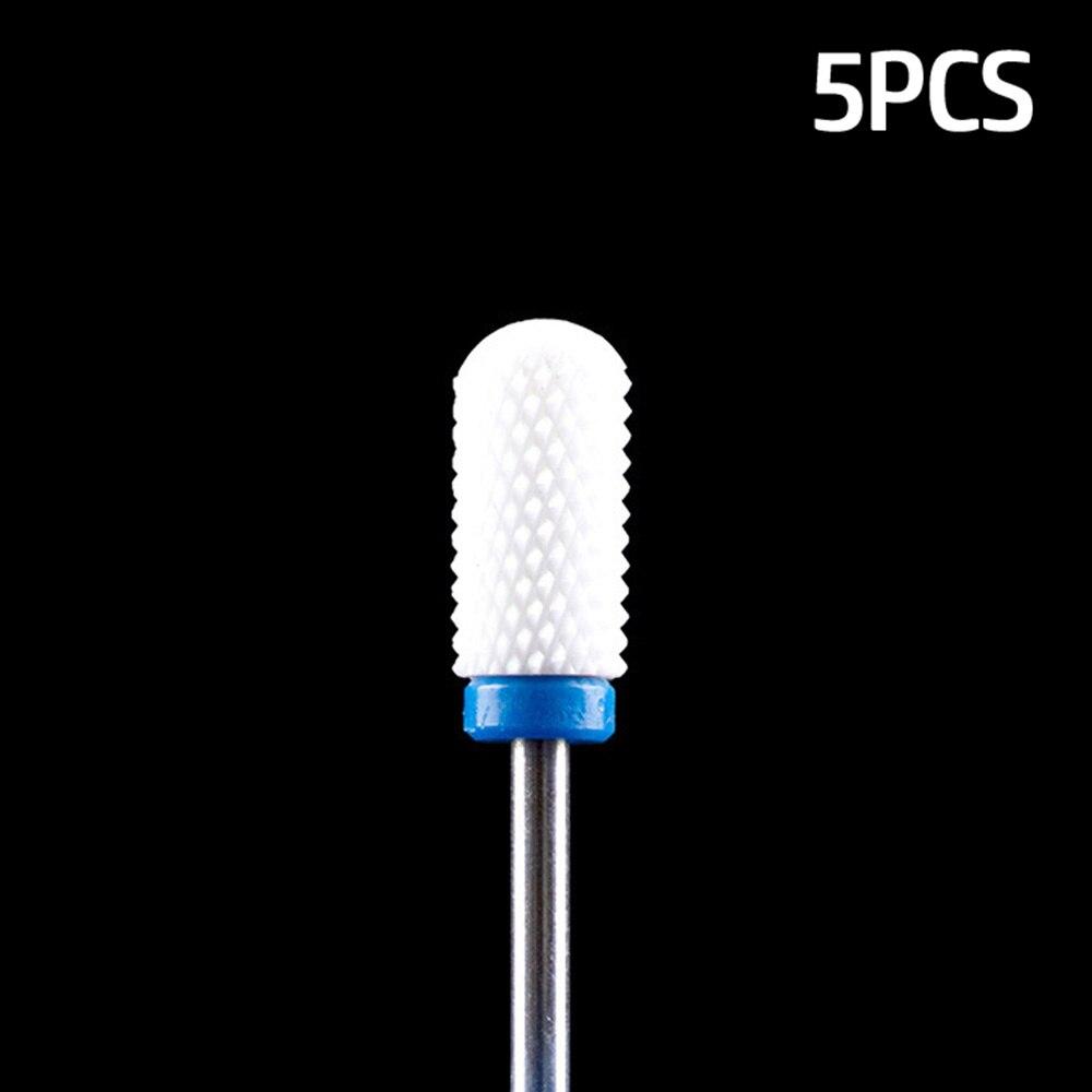 5pcs Milling Cutter For Manicure Set Ceramic Nail Drill Bit Mill Manicure Machine Pedicure Tools for Removing Gel File 3/32 Inch