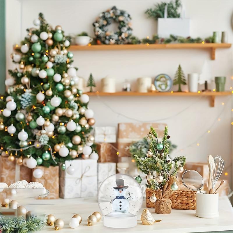 DIY Clear Plastic Crystal Ball Christmas Snowball with Screw-On Lid for Holiday Desktop And Hanging Decorations