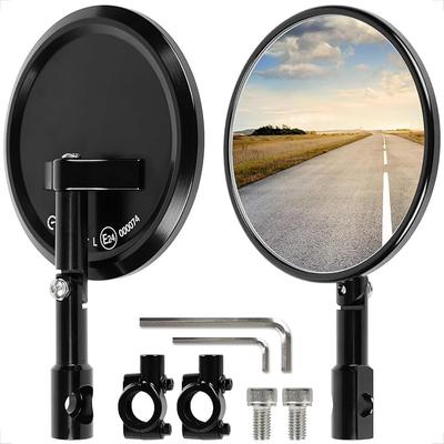 Evermotor Motorcycle Rotating Aluminum Bar End Universal Round Mirrors for and ATVs of Mirrors, 360-Degree CNC-Machine Mirrors, E-Mark Certified,