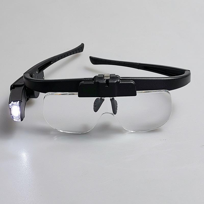 High Definition Head Mounted Glasses Magnifying Glass Overlay Lens LED Light Electronic Motherboard Inspection And Maintenance