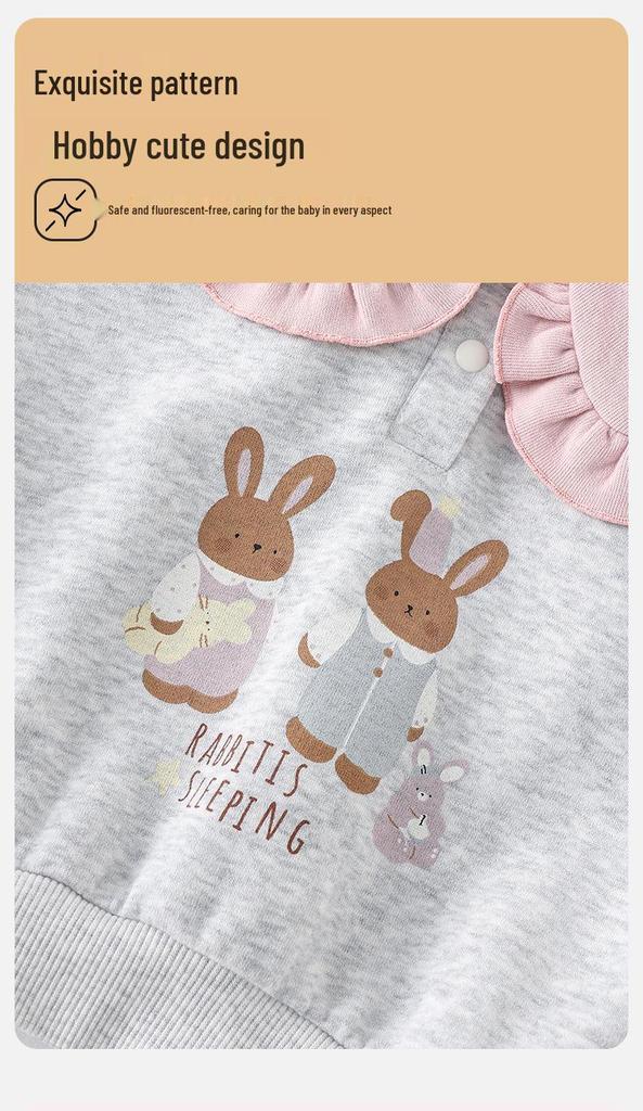 Infant Girl Spring 2026 Korean Doll Collar Top & Casual Pants Set