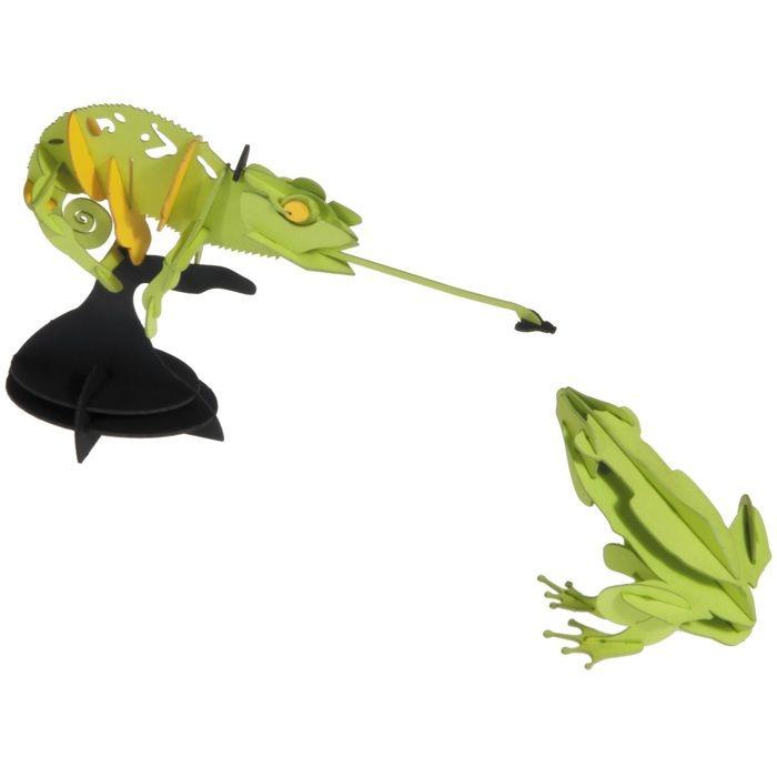 Maquette 3D en papier - FRIDOLIN - Caméléon vert - 14 x 9,5 x 4,5 cm - Activité créative - À partir de 8 ans