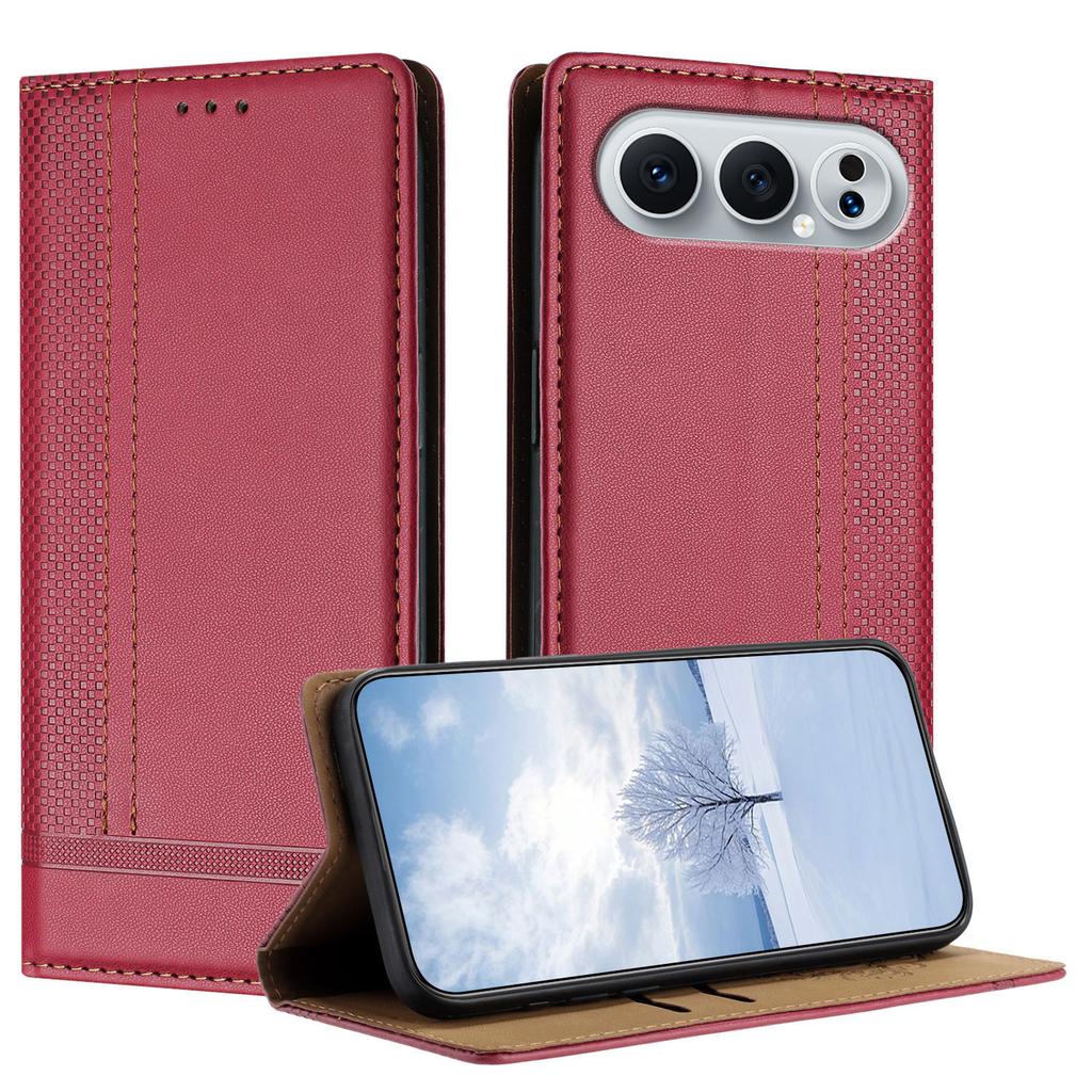 For Honor 500 Pro 5G Case L-Shaped Grid Pattern Leather Stand Phone Cover with Card Slots