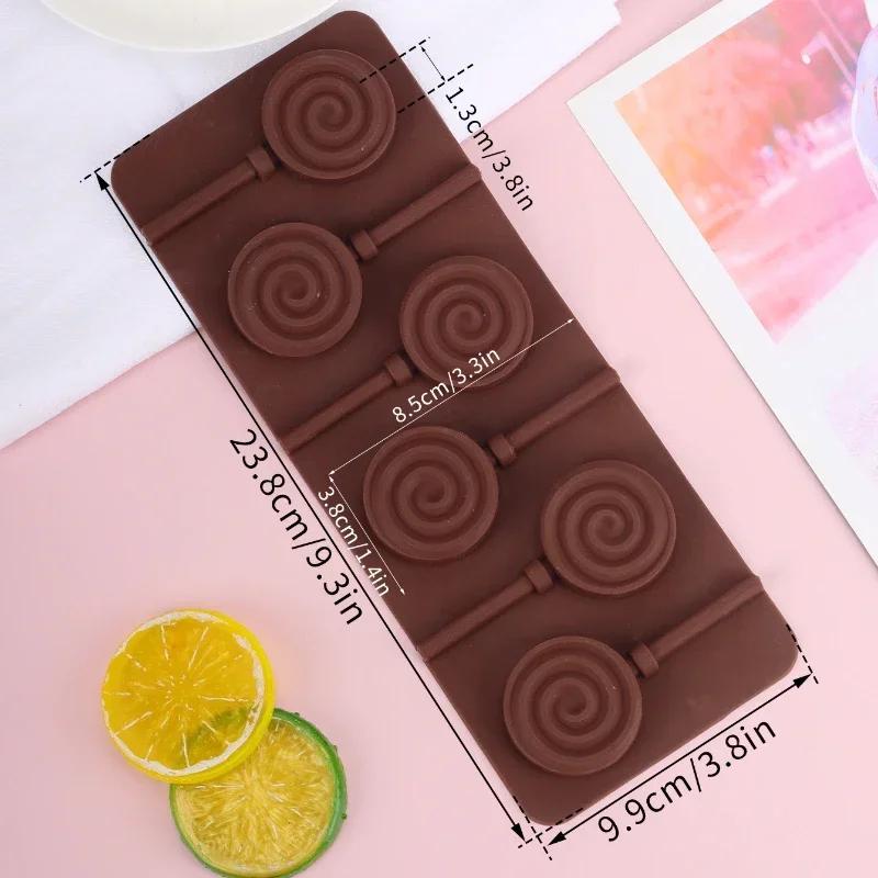 6 Cavity Consecutive Whirlpools Lollipop Molds Handmade Chocolate Mold DIY Chocolate Cheese Stick Silicone Mold Kitchen Bakeware