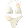 1011 European New Solid Color Rose Drawstring Strap Split Swimsuit Bikini Bikini Swimsuit Women