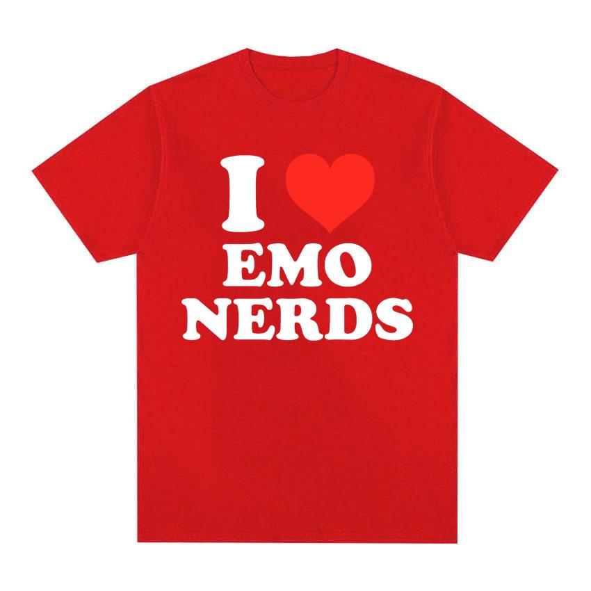 J'aime les Nerds Emo Style Années 90 T-shirt Hommes Femmes Mode Décontractée T-shirt Slogan Drôle Manches Courtes T-shirt