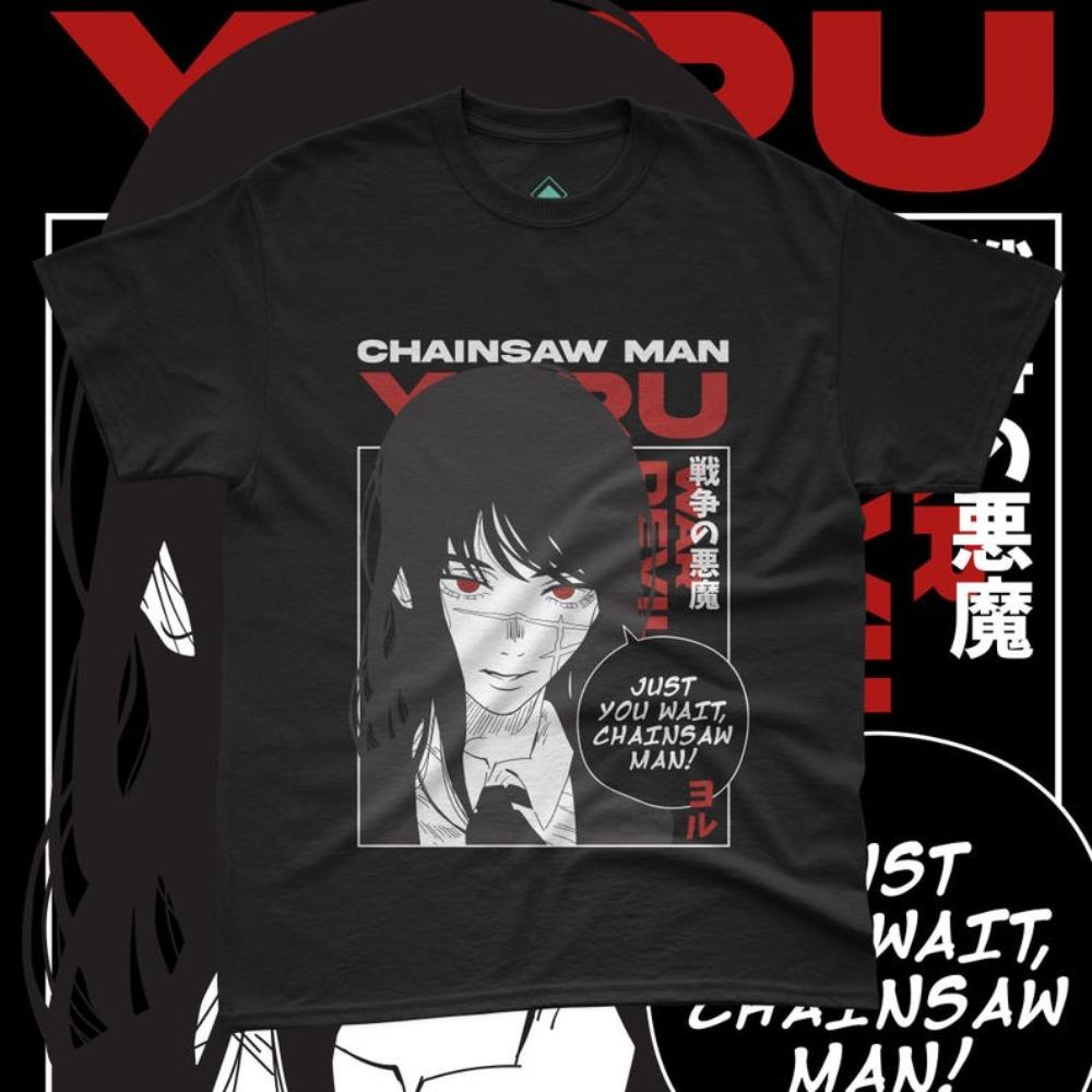 Chainsaw Man Makima Frame Eyes Classic Scene Anime T-Shirt, Unisex Manga Fan Streetwear Tee, 100% Cotton Casual Short Sleeve Top