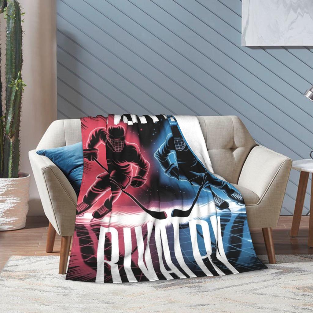 Heated Rivalry Ice Hockey Showdown Blankets Flannel Awesome Warm Throw Blanket for Home Autumn/Winter