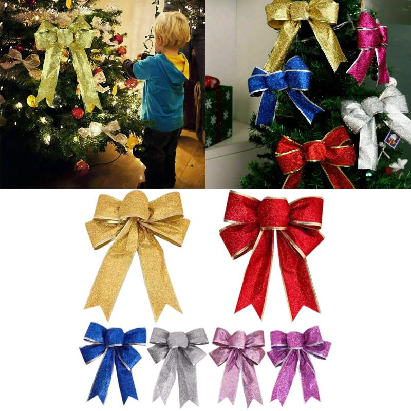 Bows Christmas Large Tree Bowknot Ornaments Party Gift Accessory For Wreath Xmas